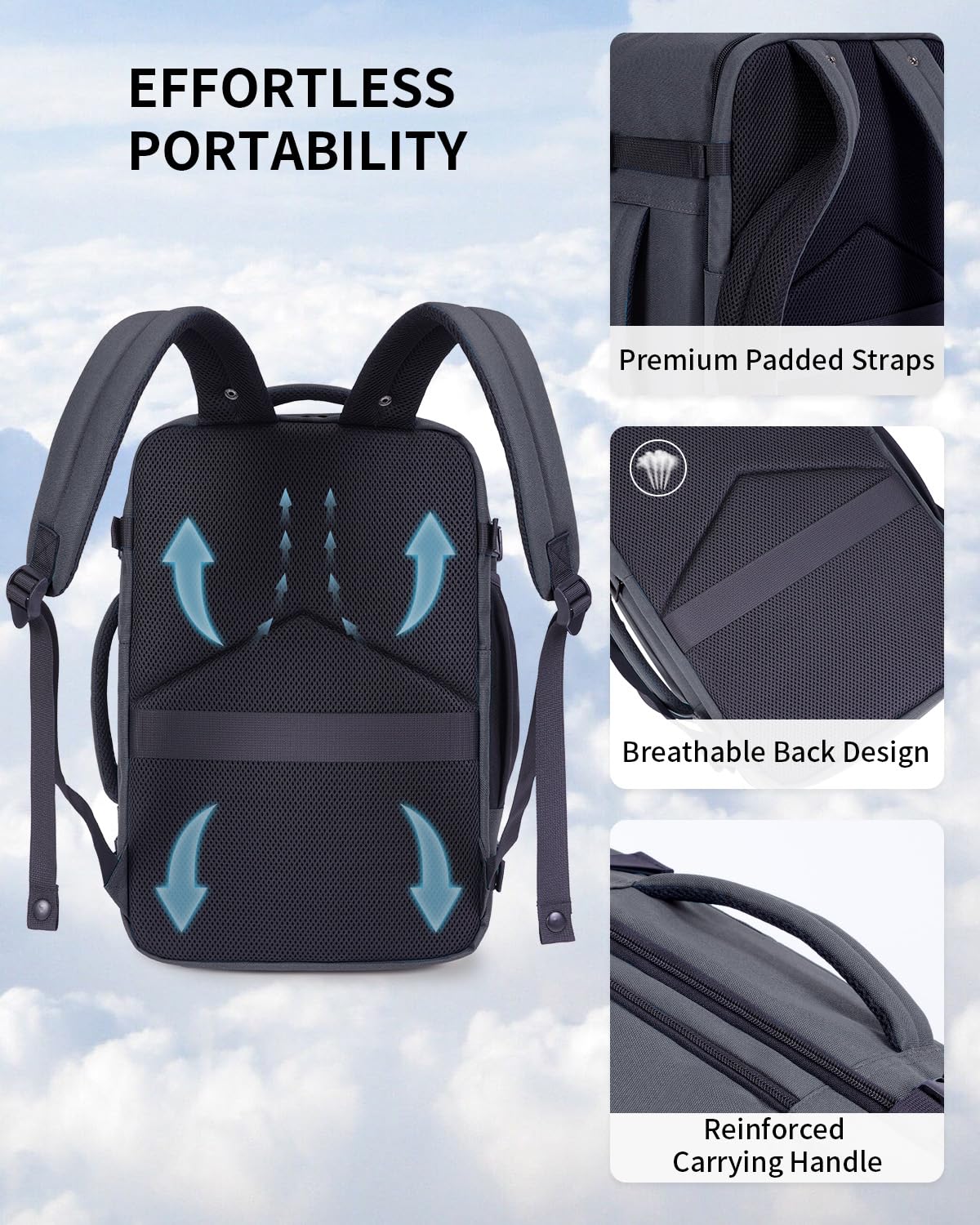 ECOHUB 17" Small Travel Backpack and 4 Set Compression Packing Cubes - Image 5