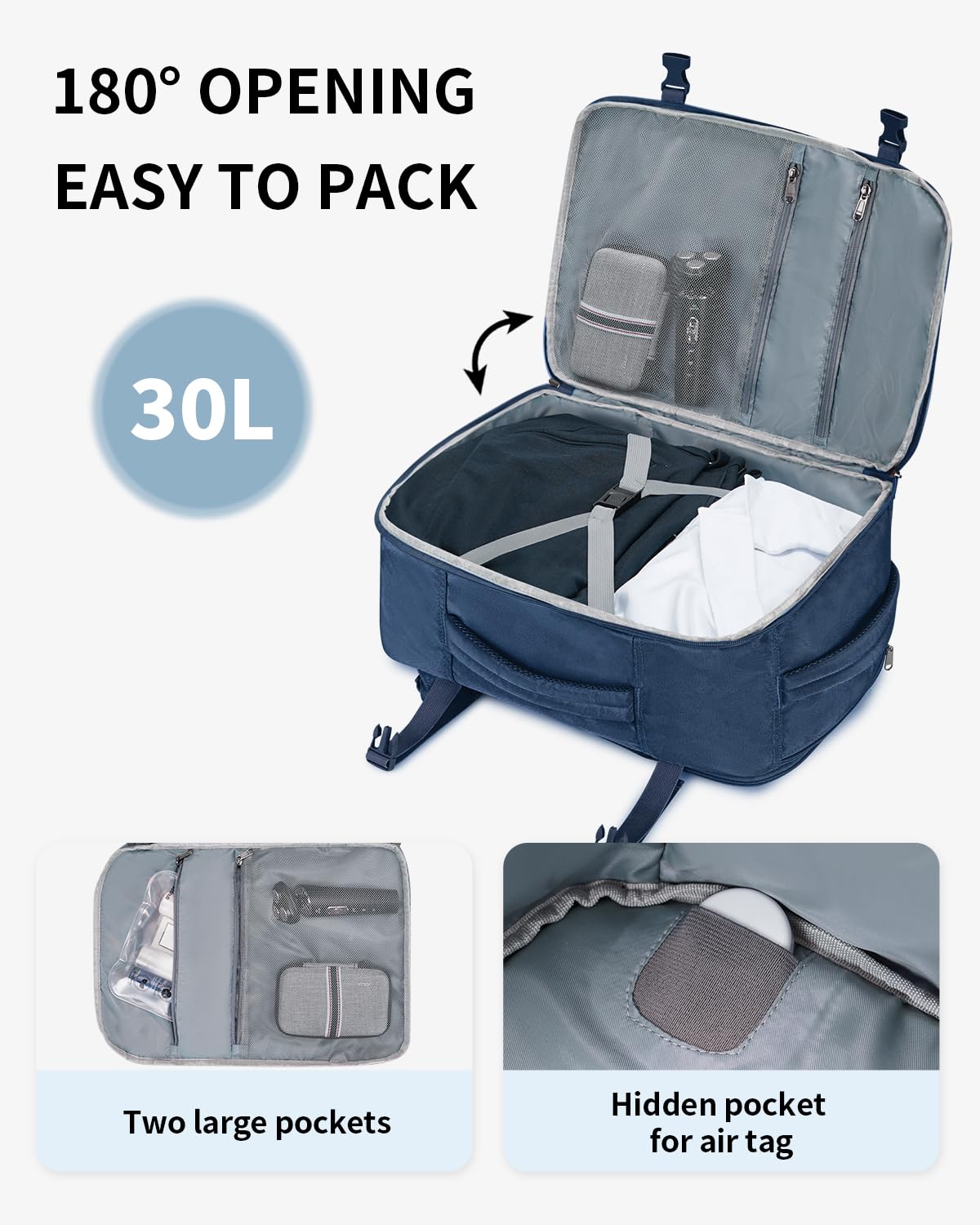 ECOHUB Water Bottle Holder & Travel Backpack - Stanley Cup 40oz Tumbler Carrier with Strap and 18x14x8 Spirit Airlines Approved Personal Item Backpack, Multi-Pocket, USB Charging Hole - Image 5